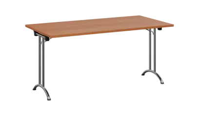 SLC 160 chrom skládací jednací stůl 1600x800, deska 25 mm, podnož chrom, deska olše jantar